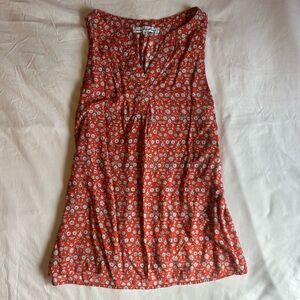 Ava Christine Orange Floral Sleeveless Top – Size M